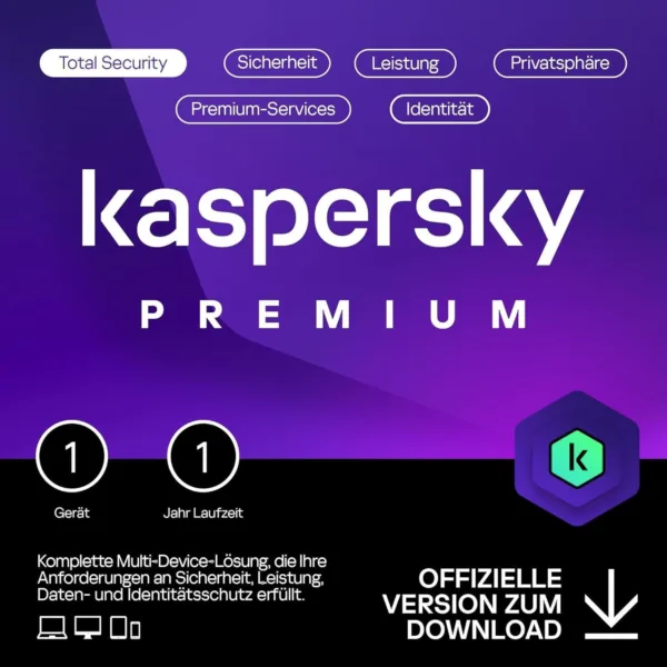 Kaspersky Premium Total Security 2024-2025 | 1 PC | 1 Jahr | Sofortversand per Email