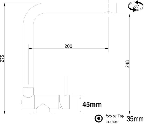 Schwarze matte Küchenarmatur klappbar auf 4,5 cm für Unterfenster - Image 1