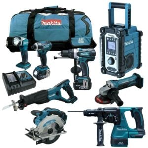 Makita DHR243RTJ 18V Kombi-Bohrhammer Set mit DMR112 Baustellenradio