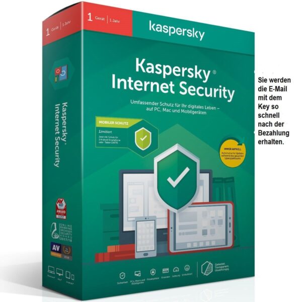 Kaspersky Internet Security 2025 - 1 Gerät, 2 Jahre, schneller Versand per E-Mail