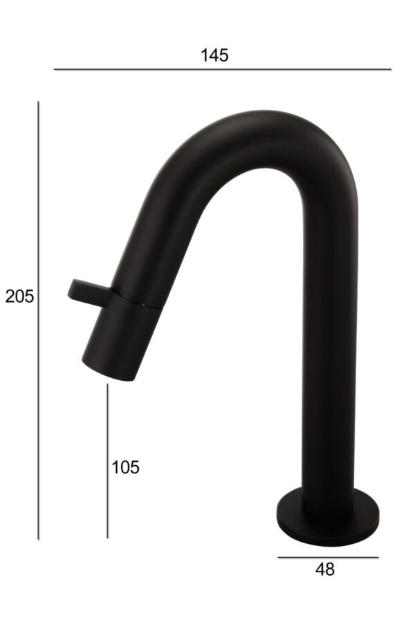 Schwarzer Kaltwasser Wasserhahn mit Kopfsteuerung für Bad und Gäste-WC - Image 2