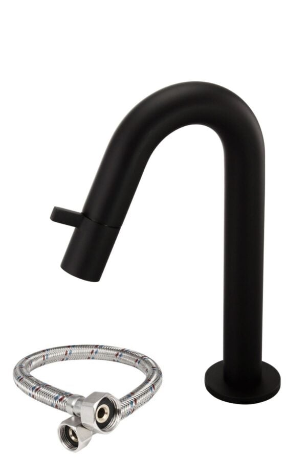 Schwarzer Kaltwasser Wasserhahn mit Kopfsteuerung für Bad und Gäste-WC - Image 3