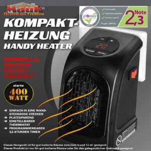 MAUK 400W Mini Handy Smartphone Heater Heizstrahler 220-240V