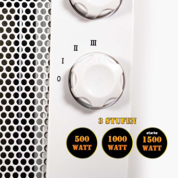 Mauk 1500W Wärmewellenheizung - Elektroheizer mit 360° Heizstrahler - Image 3