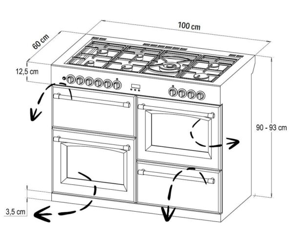Belling Kensington 100 DFT Black Gas Elektro Standherd 100 cm Range Cooker - Image 4