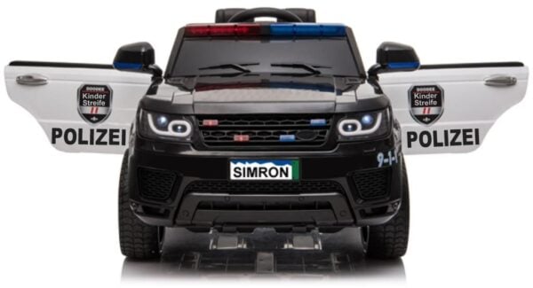 Polizei Kinderauto Schwarz mit Funkgerät - Elektrofahrzeug für Kinder - Image 1