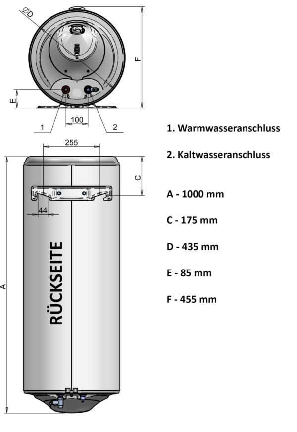Druckfester Warmwasserspeicher 100L Boiler Warmwasserbereiter Eldom Style - Image 1