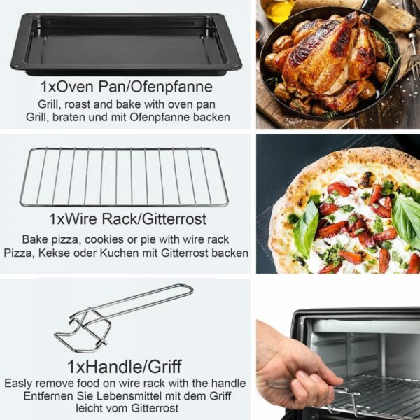 Jago® 30L Minibackofen mit Umluft und Grillfunktion – 1600W Pizzaofen - Image 3