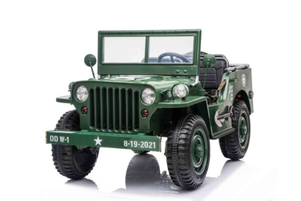 Jeep Willys MB Retro 3-Sitzer 24V Kinder Elektroauto grün 4x120W