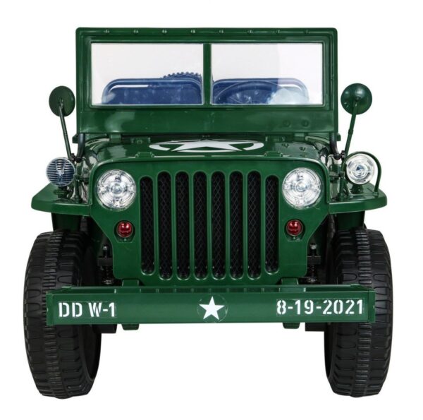 Jeep Willys MB Retro 3-Sitzer 24V Kinder Elektroauto grün 4x120W - Image 1