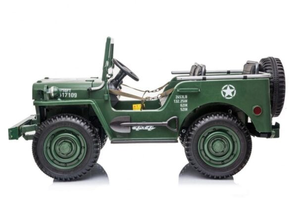 Jeep Willys MB Retro 3-Sitzer 24V Kinder Elektroauto grün 4x120W - Image 3