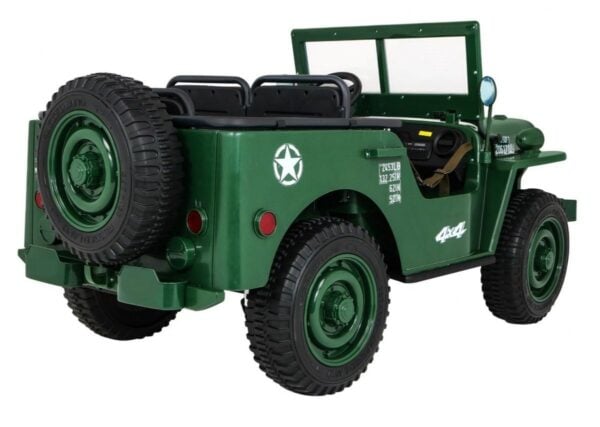 Jeep Willys MB Retro 3-Sitzer 24V Kinder Elektroauto grün 4x120W - Image 6