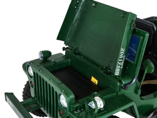 Jeep Willys MB Retro 3-Sitzer 24V Kinder Elektroauto grün 4x120W - Image 10
