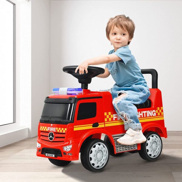 2-in-1 Rutschauto & Schiebeauto für Kinder, Feuerwehrauto mit Hupe und Stauraum - Image 1