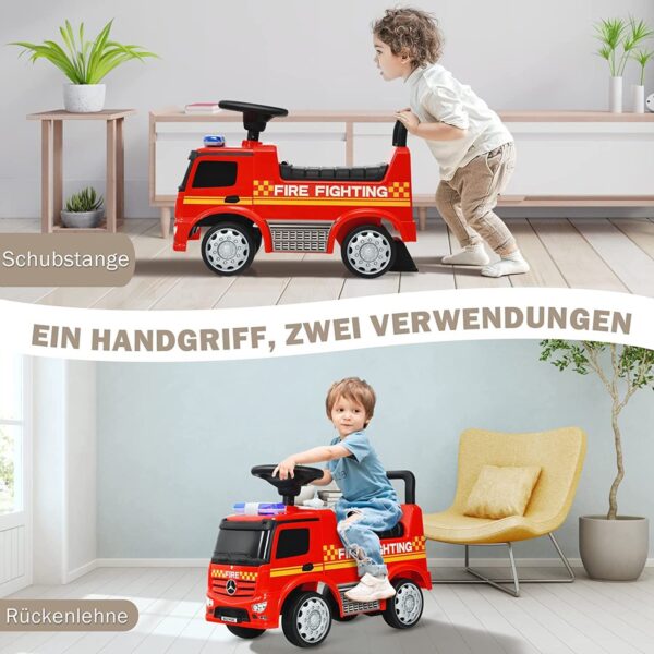 2-in-1 Rutschauto & Schiebeauto für Kinder, Feuerwehrauto mit Hupe und Stauraum - Image 2