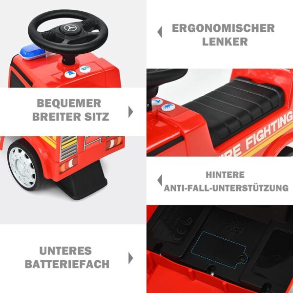 2-in-1 Rutschauto & Schiebeauto für Kinder, Feuerwehrauto mit Hupe und Stauraum - Image 6
