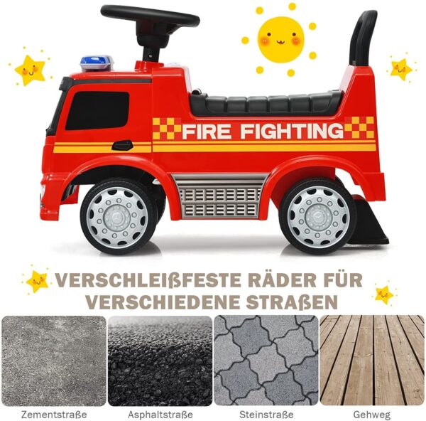 2-in-1 Rutschauto & Schiebeauto für Kinder, Feuerwehrauto mit Hupe und Stauraum - Image 7