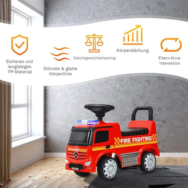 2-in-1 Rutschauto & Schiebeauto für Kinder, Feuerwehrauto mit Hupe und Stauraum - Image 8