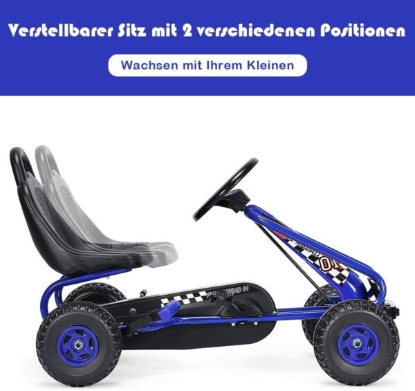 Verstellbares Gokart mit Handbremse - Tretauto bis 30kg belastbar - Image 2