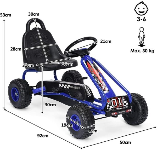 Verstellbares Gokart mit Handbremse - Tretauto bis 30kg belastbar - Image 3