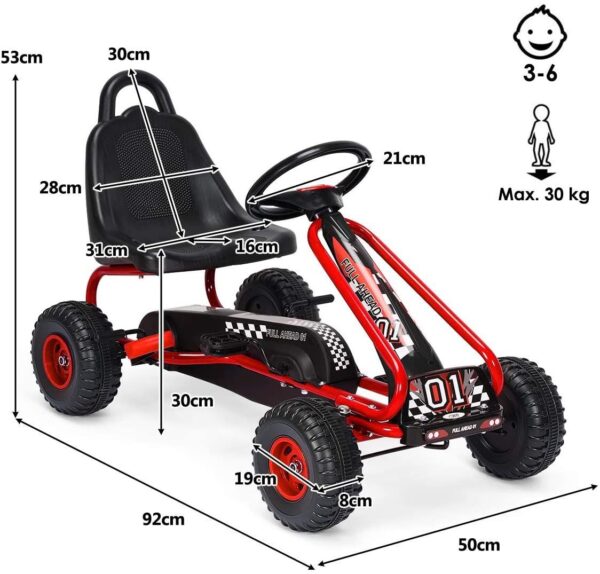Verstellbares Gokart mit Handbremse - Tretauto bis 30kg belastbar - Image 9
