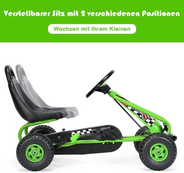 Verstellbares Gokart mit Handbremse - Tretauto bis 30kg belastbar - Image 13