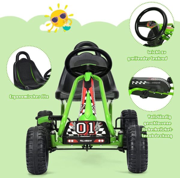 Verstellbares Gokart mit Handbremse - Tretauto bis 30kg belastbar - Image 15