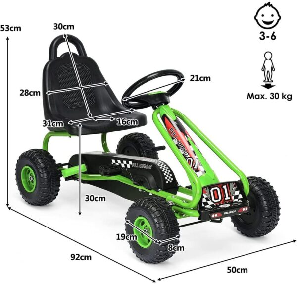 Verstellbares Gokart mit Handbremse - Tretauto bis 30kg belastbar - Image 16