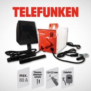 Telefunken TES100 Schweißgerät mit Schweißschild und Schlackehammer