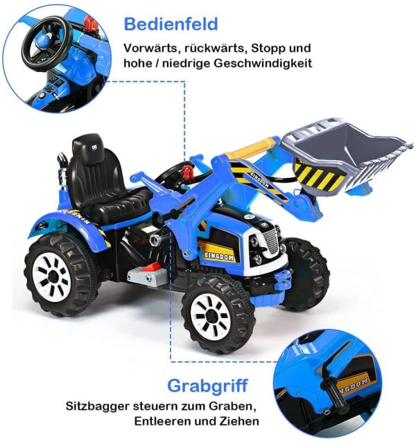 12V Elektro Kinderbagger mit Schaufel, Sitzbagger 2,5-5 km/h - Image 3