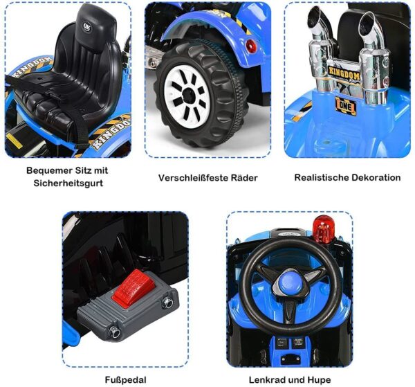 12V Elektro Kinderbagger mit Schaufel, Sitzbagger 2,5-5 km/h - Image 4