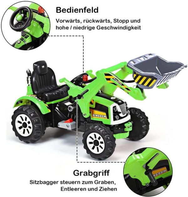 12V Elektro Kinderbagger mit Schaufel, Sitzbagger 2,5-5 km/h - Image 10
