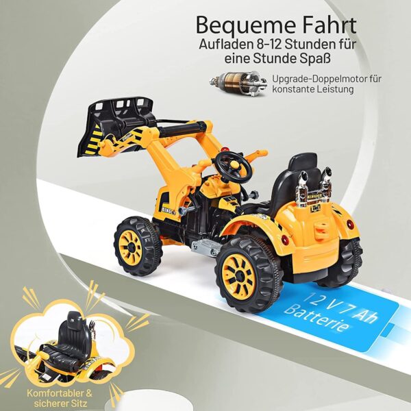12V Elektro Kinderbagger mit Schaufel, Sitzbagger 2,5-5 km/h - Image 14