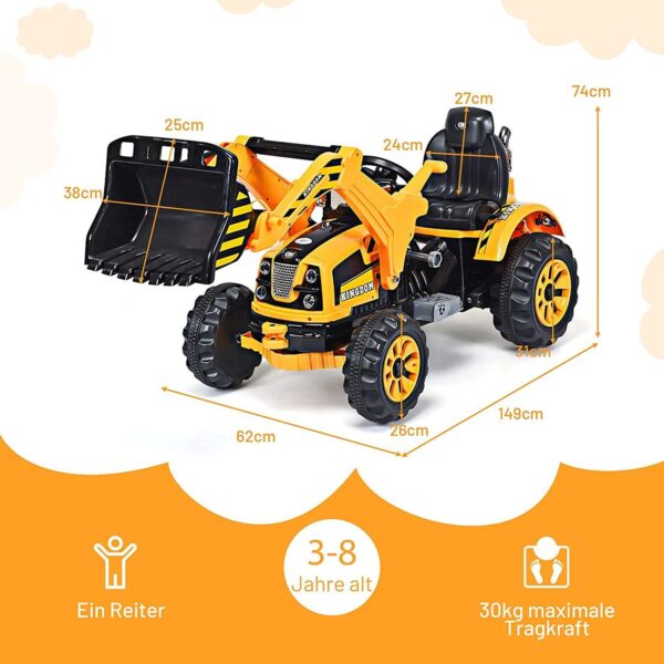 12V Elektro Kinderbagger mit Schaufel, Sitzbagger 2,5-5 km/h - Image 18