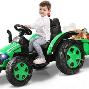 12V Kinder Traktor mit 2,4G Fernbedienung und abnehmbarem Anhänger