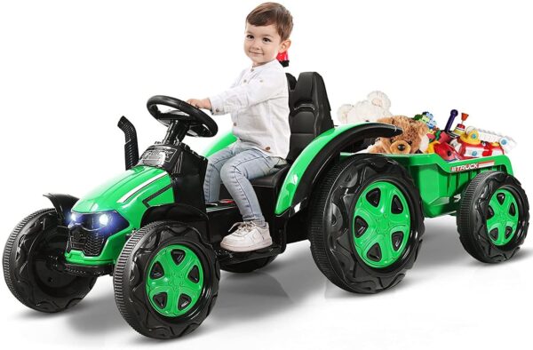 12V Kinder Traktor mit 2,4G Fernbedienung und abnehmbarem Anhänger