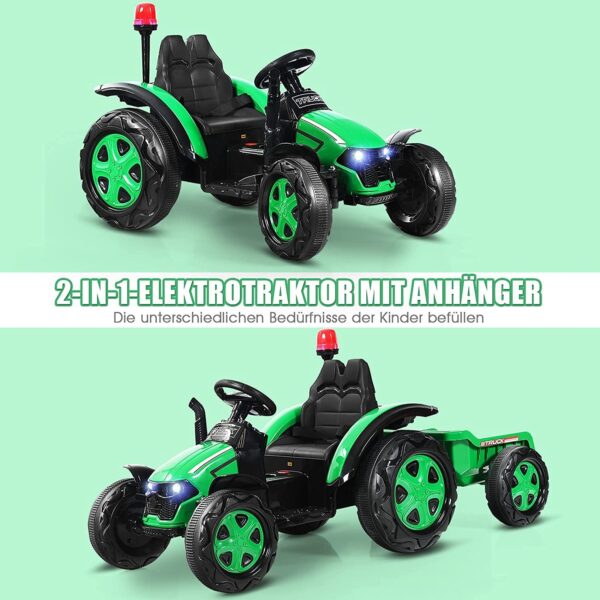 12V Kinder Traktor mit 2,4G Fernbedienung und abnehmbarem Anhänger - Image 1