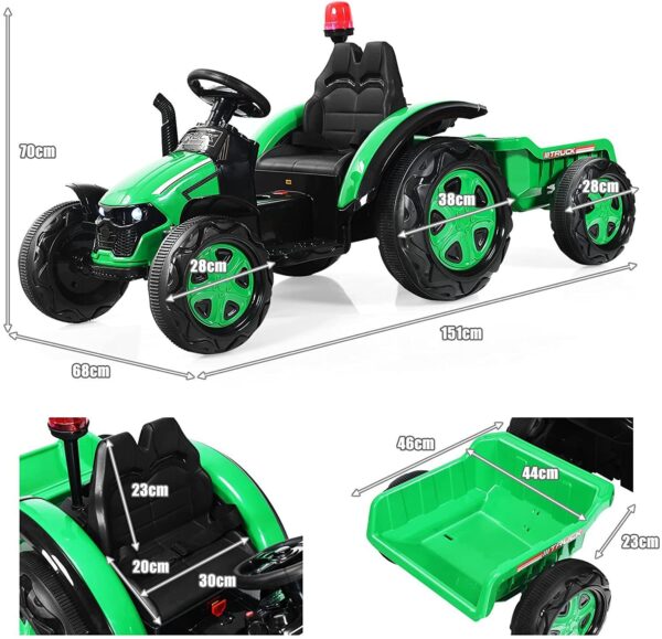 12V Kinder Traktor mit 2,4G Fernbedienung und abnehmbarem Anhänger - Image 4