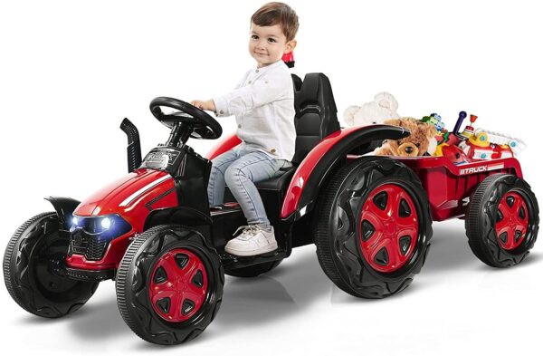 12V Kinder Traktor mit 2,4G Fernbedienung und abnehmbarem Anhänger - Image 5