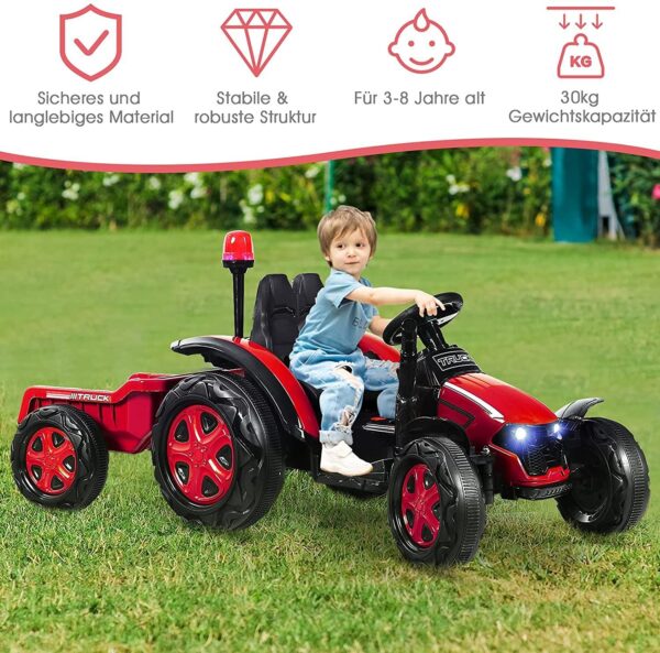 12V Kinder Traktor mit 2,4G Fernbedienung und abnehmbarem Anhänger - Image 6