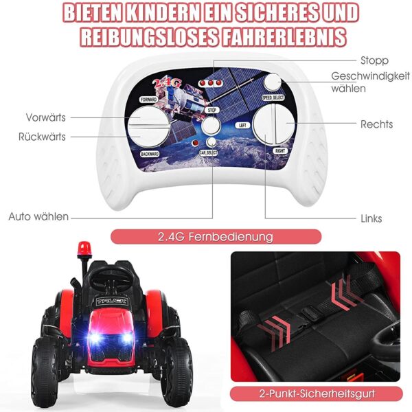 12V Kinder Traktor mit 2,4G Fernbedienung und abnehmbarem Anhänger - Image 8