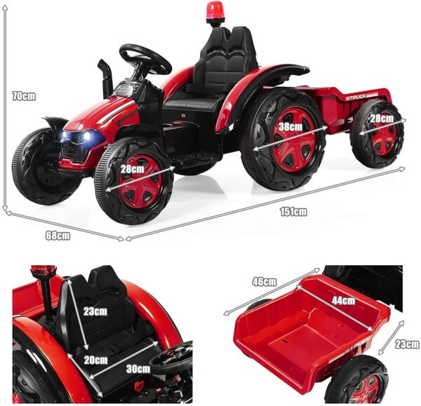 12V Kinder Traktor mit 2,4G Fernbedienung und abnehmbarem Anhänger - Image 9