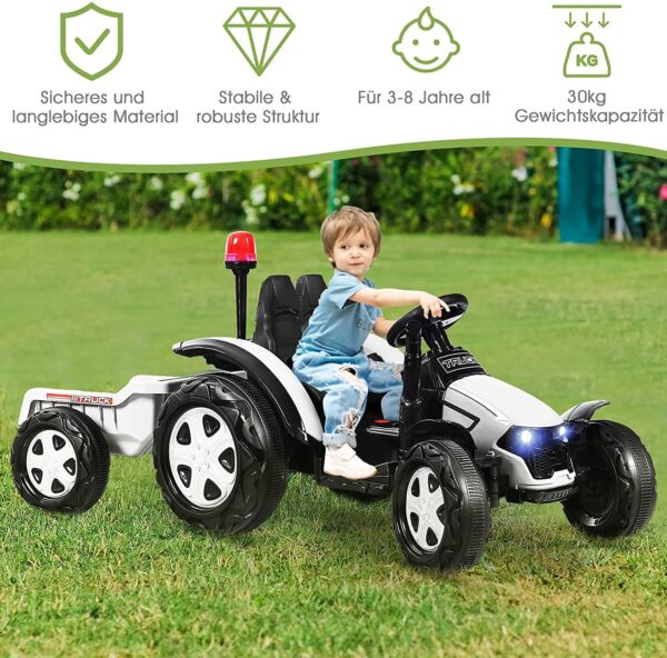 12V Kinder Traktor mit 2,4G Fernbedienung und abnehmbarem Anhänger - Image 12