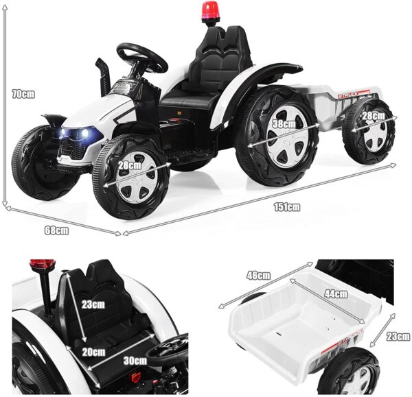 12V Kinder Traktor mit 2,4G Fernbedienung und abnehmbarem Anhänger - Image 14