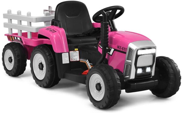 12V 3-Gang Kinder Traktor mit abnehmbarem Anhänger & 2,4G Fernbedienung
