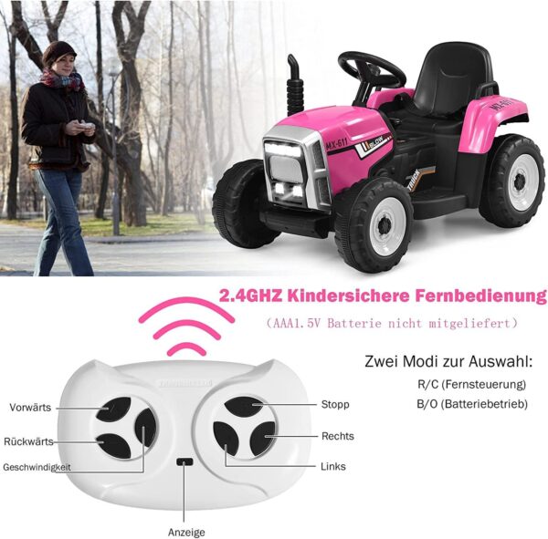 12V 3-Gang Kinder Traktor mit abnehmbarem Anhänger & 2,4G Fernbedienung - Image 1
