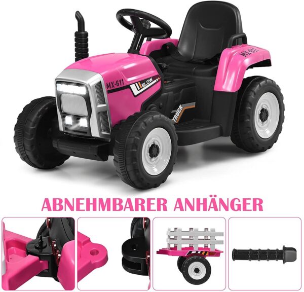 12V 3-Gang Kinder Traktor mit abnehmbarem Anhänger & 2,4G Fernbedienung - Image 2