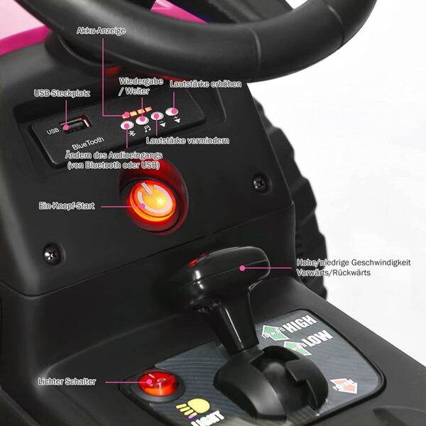 12V 3-Gang Kinder Traktor mit abnehmbarem Anhänger & 2,4G Fernbedienung - Image 3