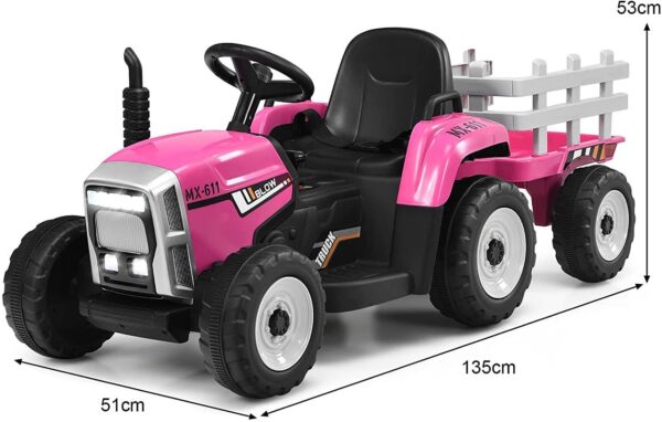 12V 3-Gang Kinder Traktor mit abnehmbarem Anhänger & 2,4G Fernbedienung - Image 6