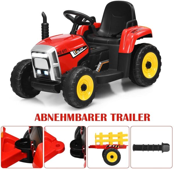 12V 3-Gang Kinder Traktor mit abnehmbarem Anhänger & 2,4G Fernbedienung - Image 9